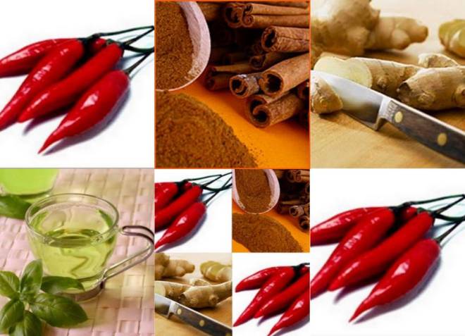 Para chegar á tão almejada meta da barriguinha sarada, é preciso também apostar em alimentos que contribuem nessa espinhosa missão. Os mais poderosos alimentos são os chamados "termogênicos", onde se inclui a pimenta vermelha, o gengibre, a mostarda, o vinagre de maçã e o guaraná do Amazonas.