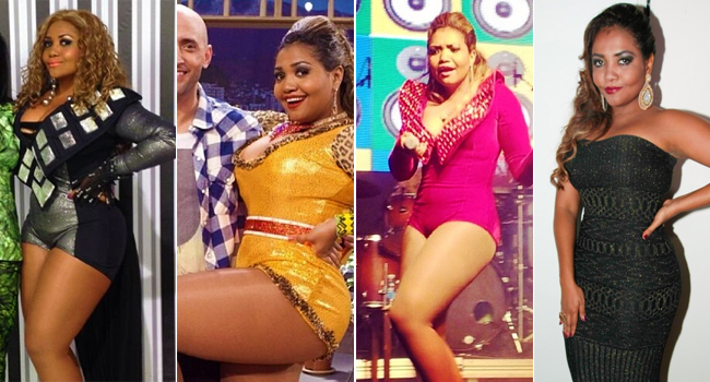 Gaby Amarantos durante o seu processo de emagrecimento no programa Fantástico